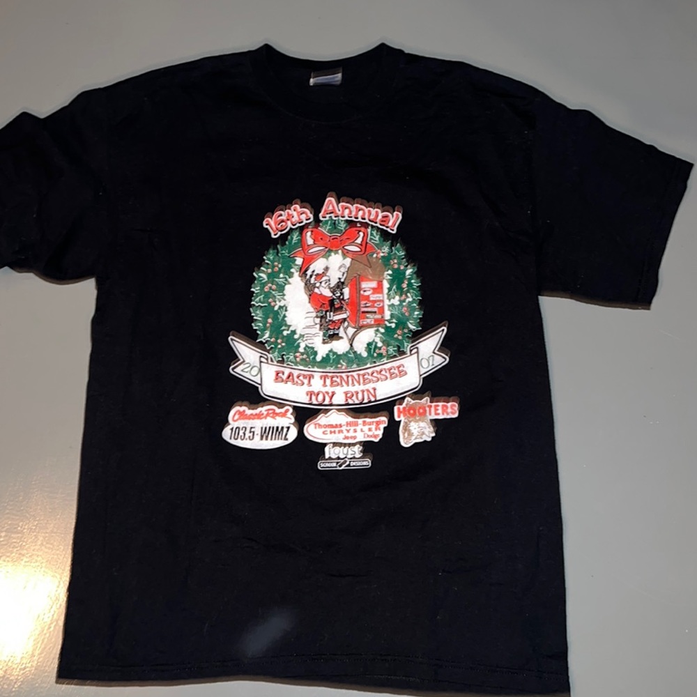 2007 16th Annual East Tennessee Toy Run Large Black Gildan Ultra Blend Shirt